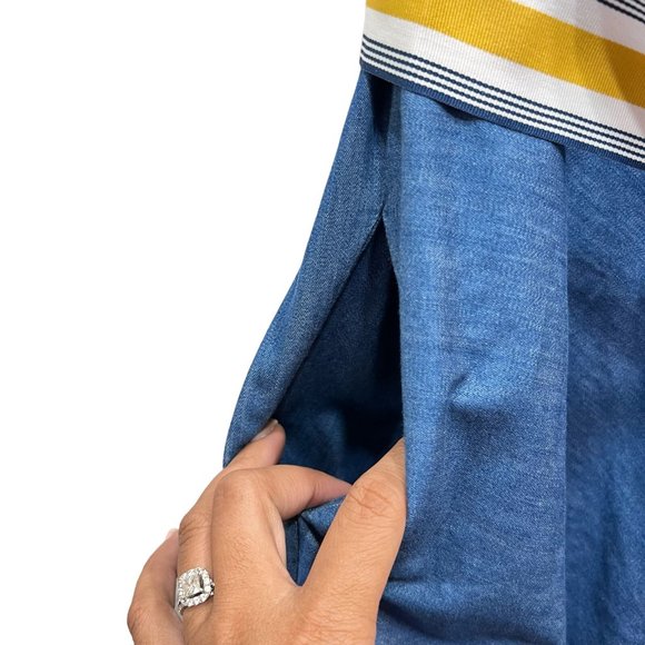 Anthropologie Boden Dress Blue Short Sleeve Spread Collar A-Line Size 8L - Picture 9 of 11